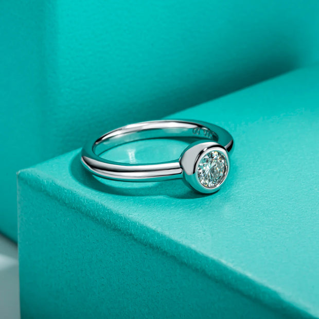 GK Moissanites 0.5ct D Color Moissanite Bezel Promise Ring