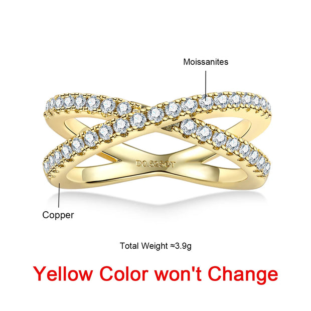 GK Moissanites 1.5mm D Color Moissanite X Crossover GRA Certified Wedding Bands