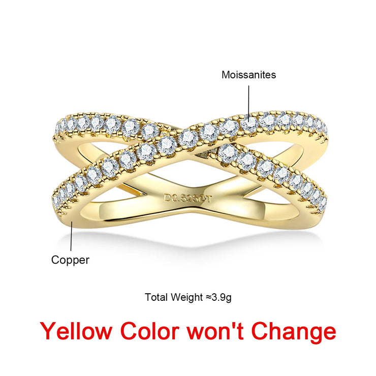 1.5mm D Color Moissanite X Crossover Wedding Bands