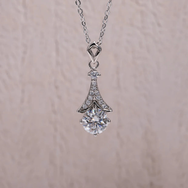 1ct D Color Moissanite Pendant Necklace.