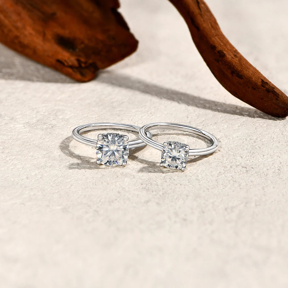 VVS1 D Color Cushion Cut Moissanite Engagement Ring