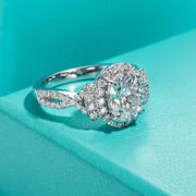 GK Moissanites 2ct Oval Cut D Color Moissanite Halo Engagement Rings