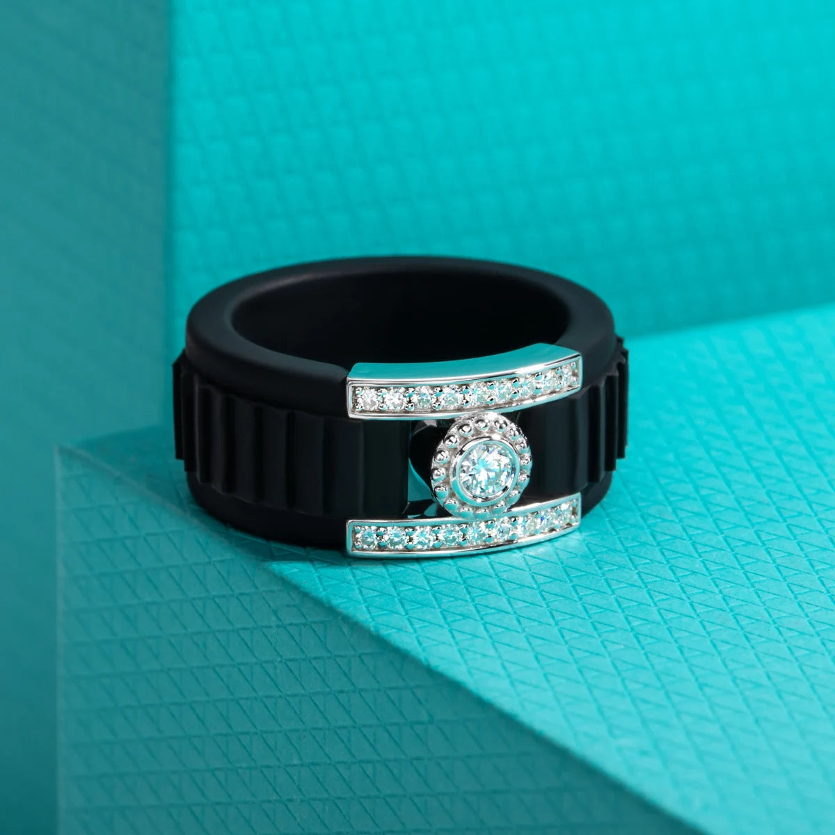 3 MM Round Moissanite Halo Silicone Ring