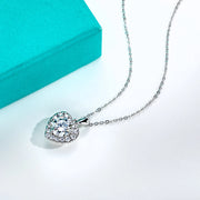 2CT D Color Moissanite Diamond Heart Shape Pendant Necklace.