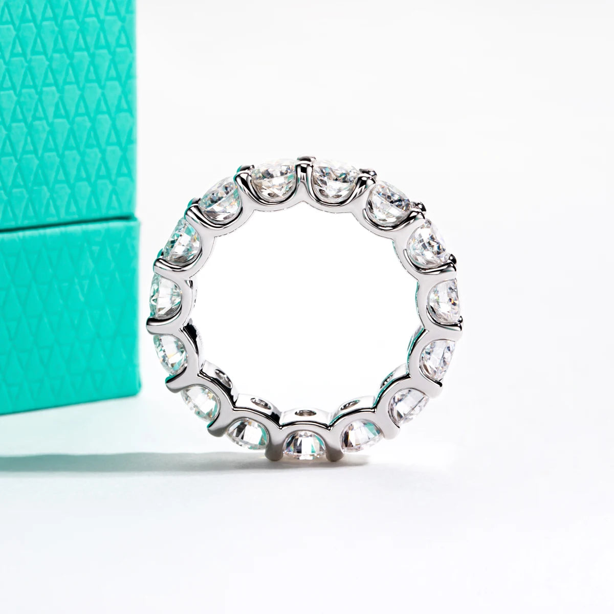 4.5 MM D Color Moissanites Eternity Band Ring