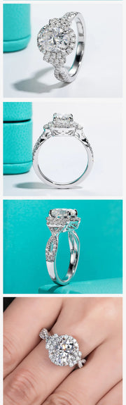 GK Moissanites 2ct Oval Cut D Color Moissanite Halo Engagement Rings