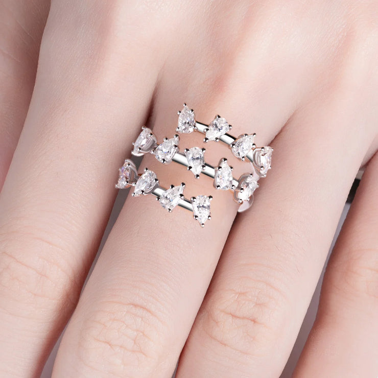 GK Moissanites 3.9cttw Pear Cut Moissanite Wedding Band