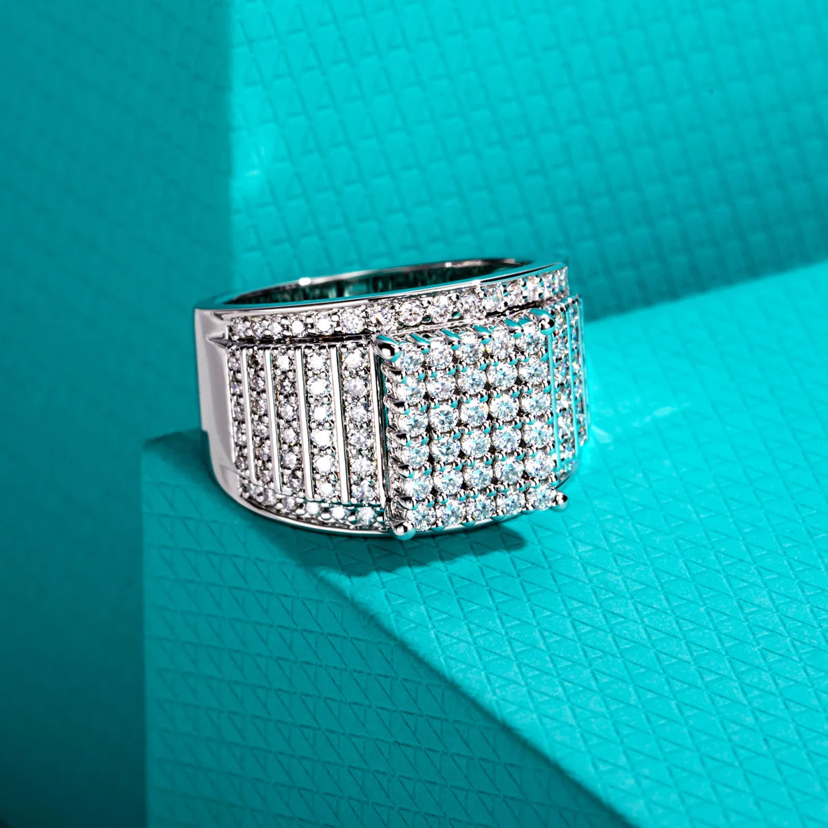 1.718 CTTW Moissanite Hip Hop Men's Ring