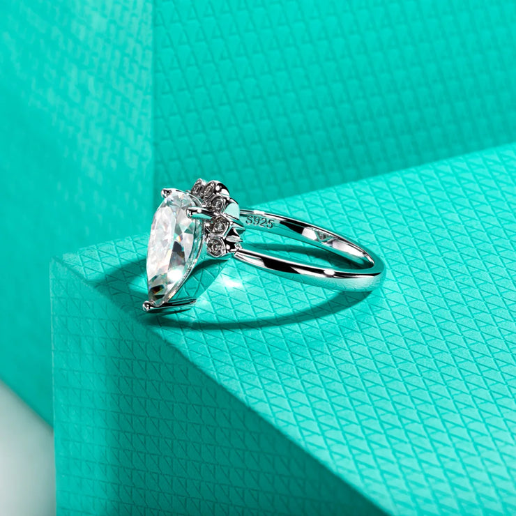 GK Moissanites 4ct Pear Cut D Color Moissanite Engagement Rings