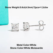 10K Gold Post Princess Moissanite Stud Earrings.