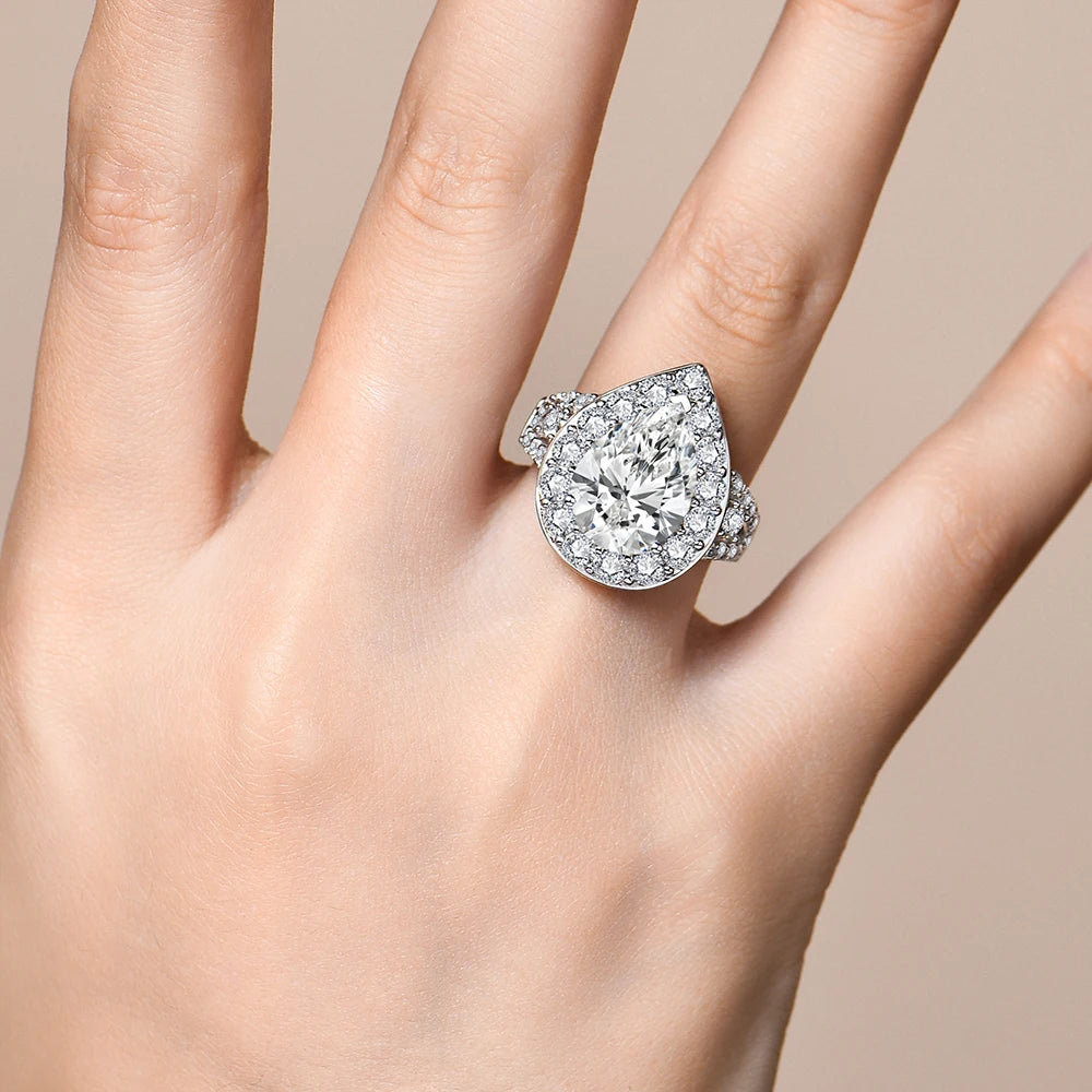 6 CT Pear Cut Moissanite Engagement Ring