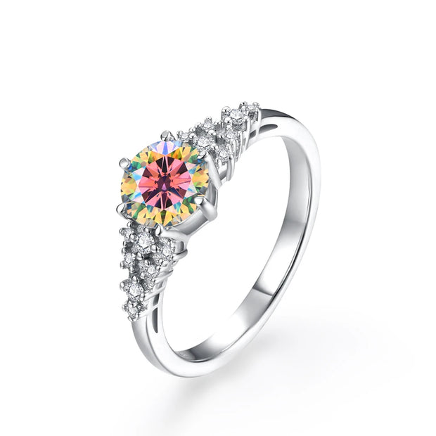 VVSQ D Color 1.0 CT Round Cut Moissanite Ring.