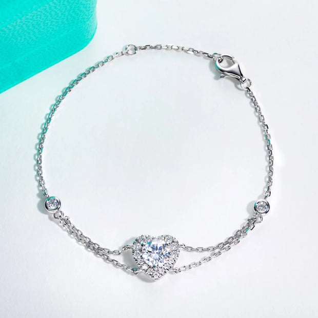 1ct Moissanite Heart Bracelet.