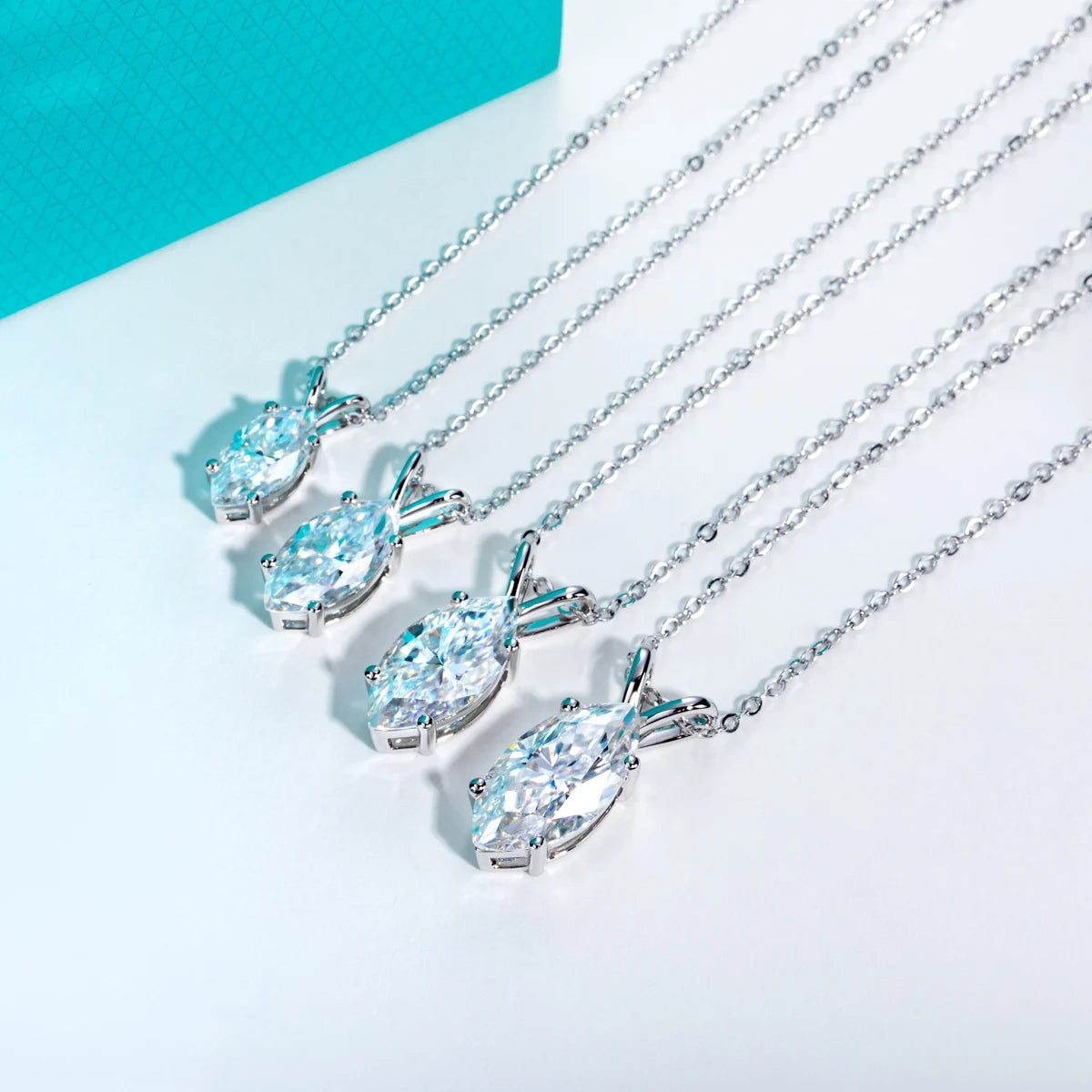 VVS1 D Color Marquise Cut Moissanite Pendant Necklace