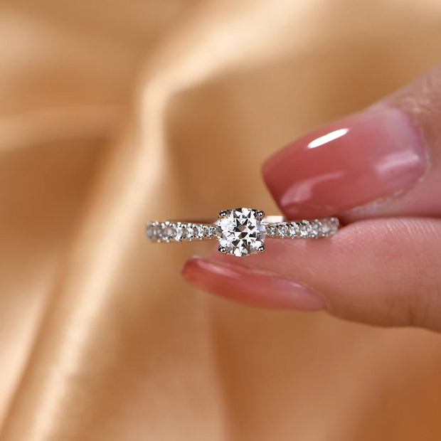 0.5CT Brilliant Cut Moissanite Promise Ring | 925 Sterling Silver.