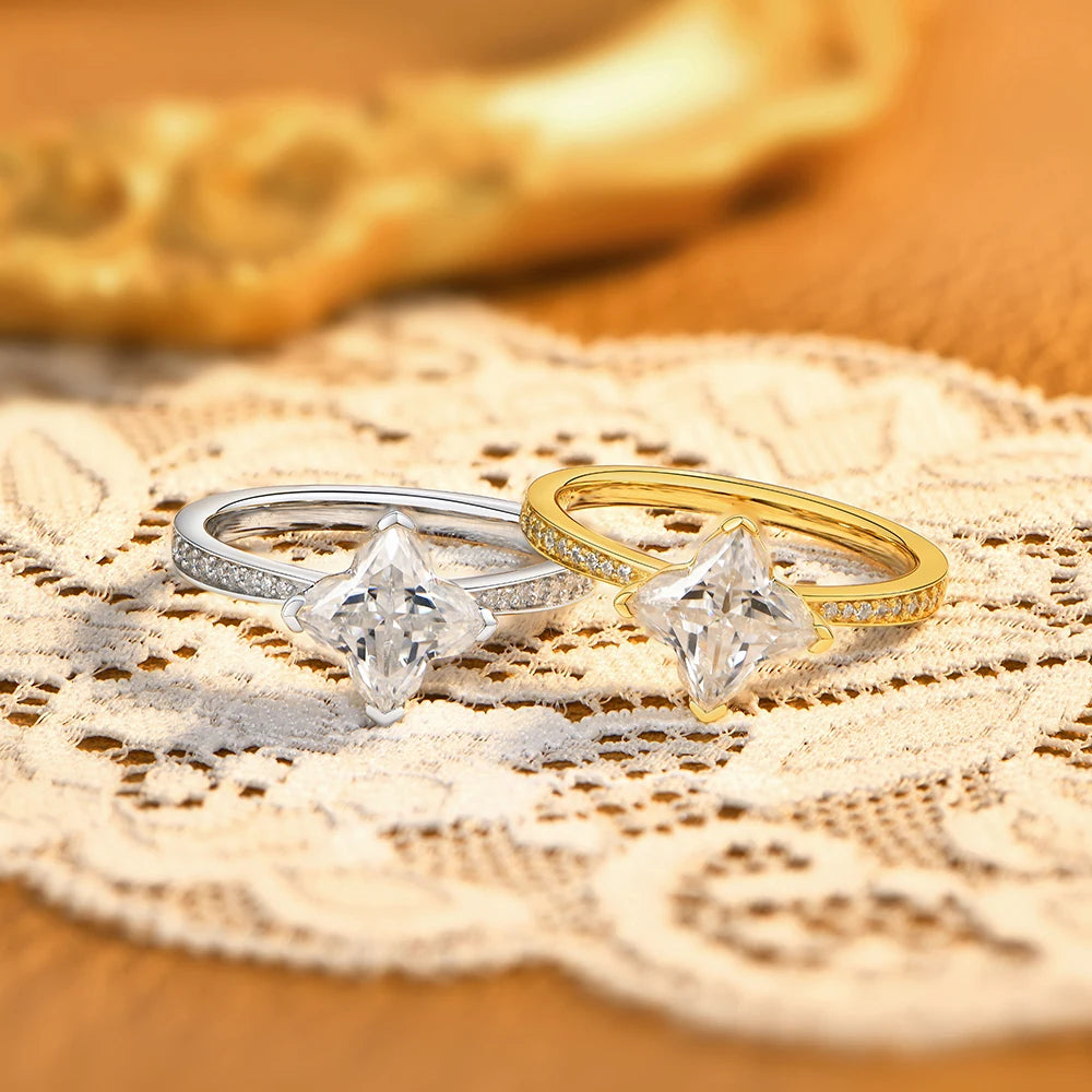2 CT Clover Cut Moissanite Ring