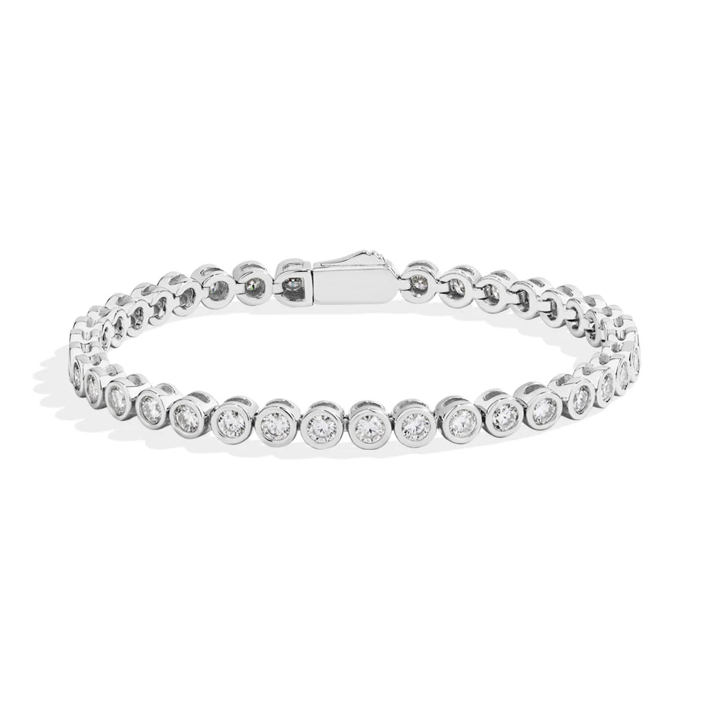 3MM Round Cut Bezel Moissanite Tennis Bracelet