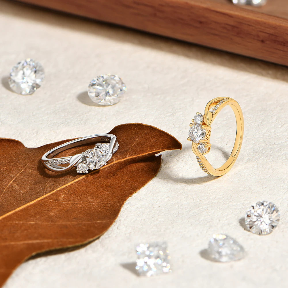 0.5 CT Three-Stone Moissanite Engagement Ring
