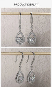 1 Carat Teardrop D Color Moissanite Drop Earrings - 925 Sterling Silver Hook Earrings for Women.