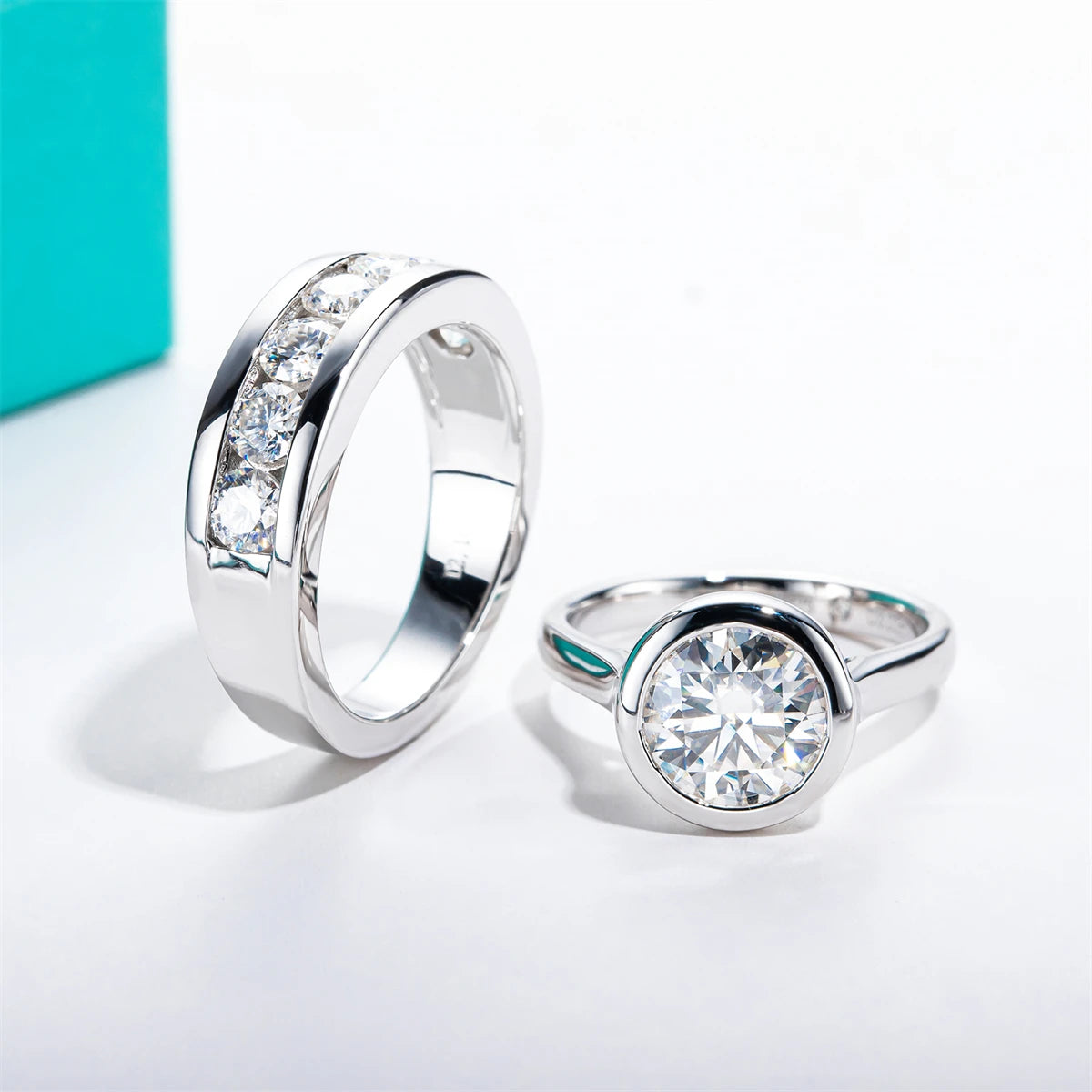 VVS1 D Color Moissanite Couple Rings