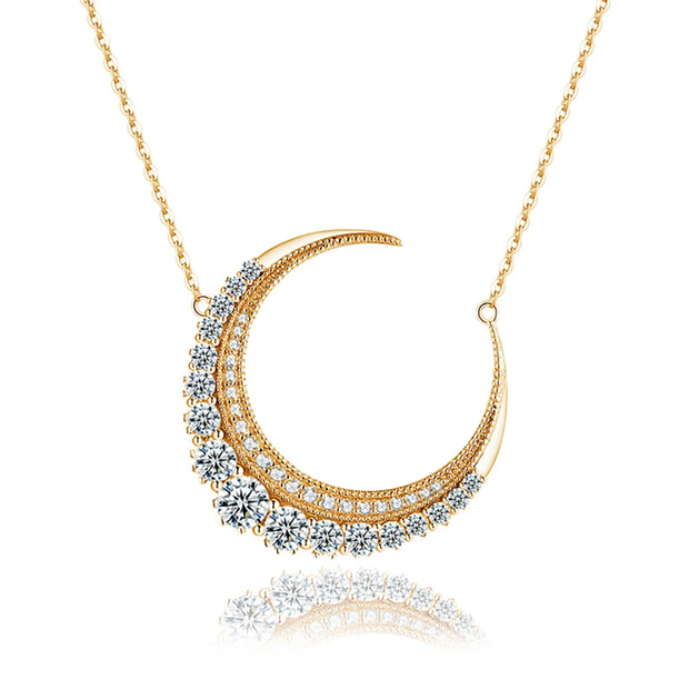 Moon Shaped Moissanite Pendant Necklace | S925.