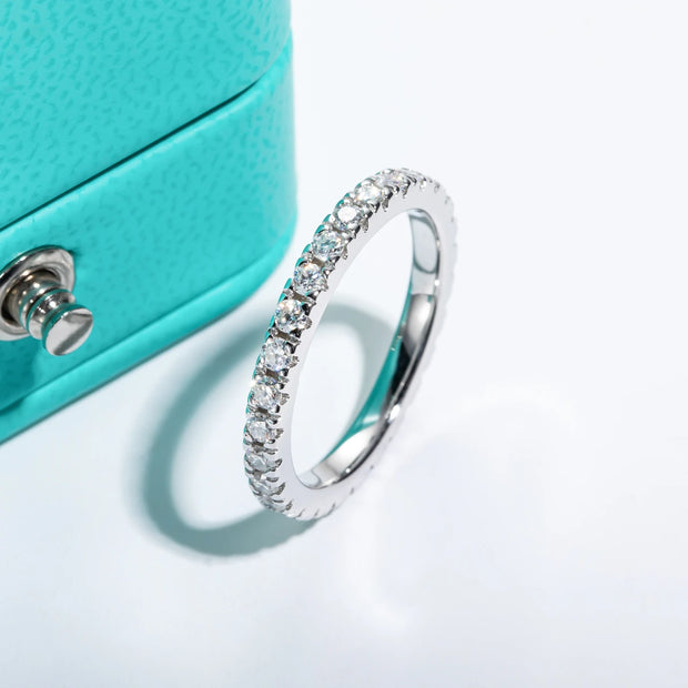 2 MM Round Cut Moissanite Wedding Band Ring