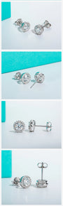 1cttw D Color Round Cut Moissanite Diamond Stud Earrings.