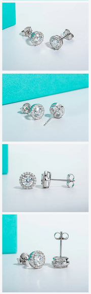 1cttw D Color Round Cut Moissanite Diamond Stud Earrings.