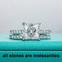 3CT Princess Cut D Color Moissanite Engagement Ring Bridal Sets.