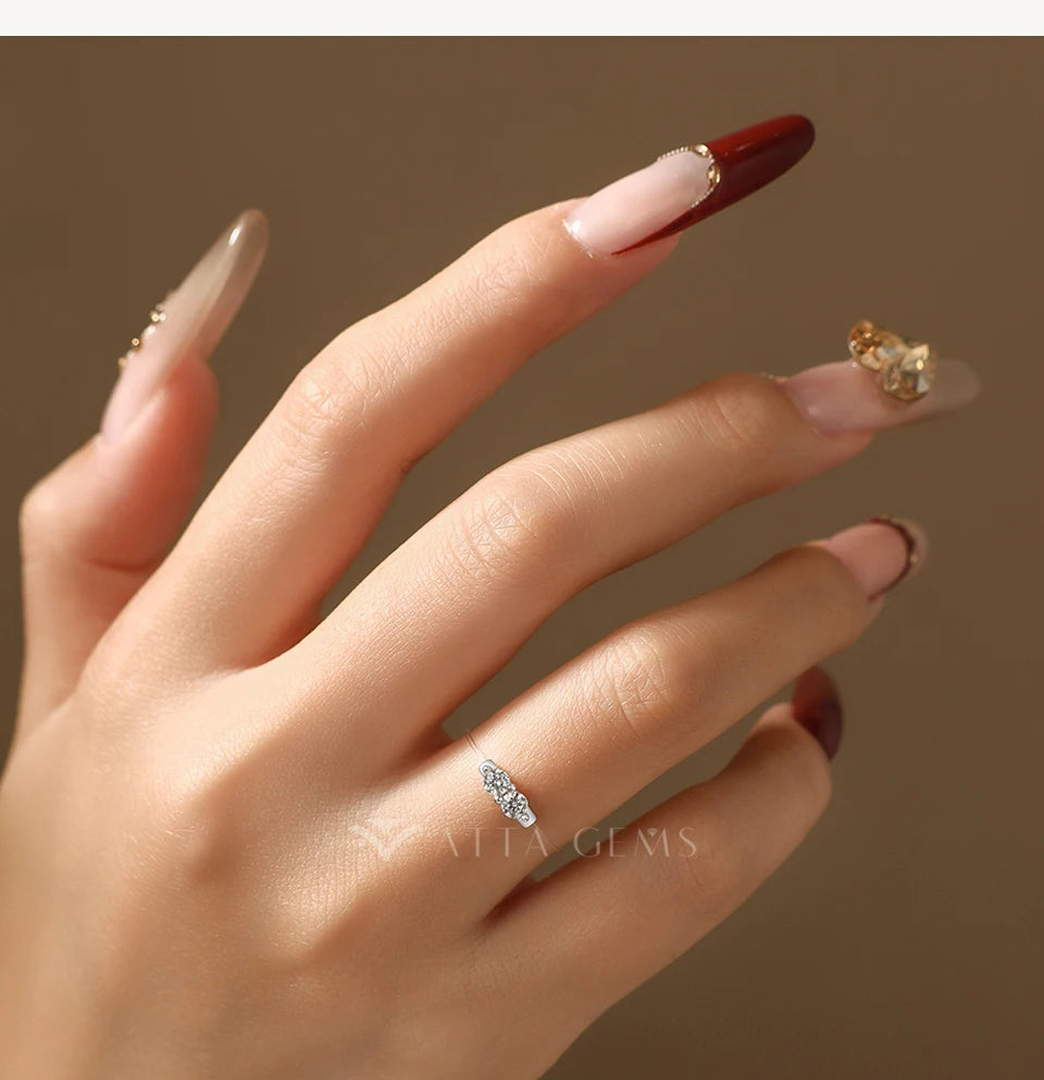3 MM Two Stone Moissanite Eternity Ring