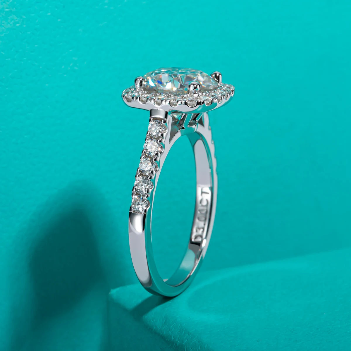 VV1 D Color 3 CT Round Cut Moissanite Halo Engagement Ring.