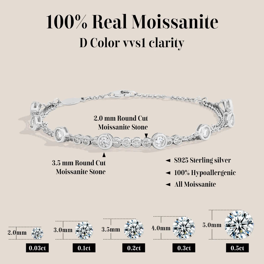 Three Layer Stacking Moissanite Bracelet