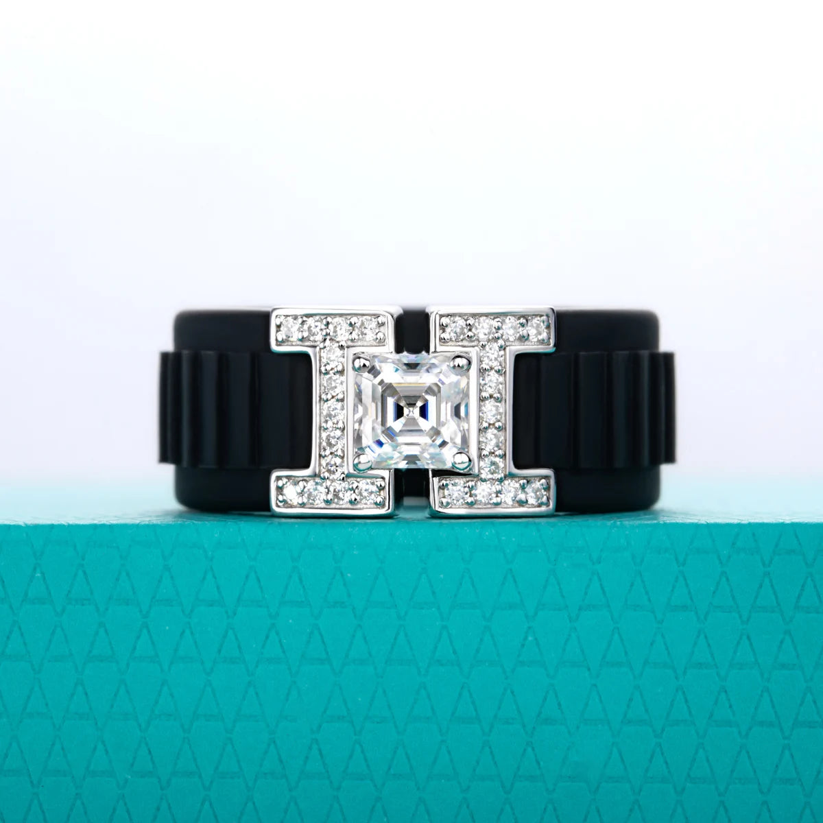 Asscher Cut Moissanite Silicone Ring