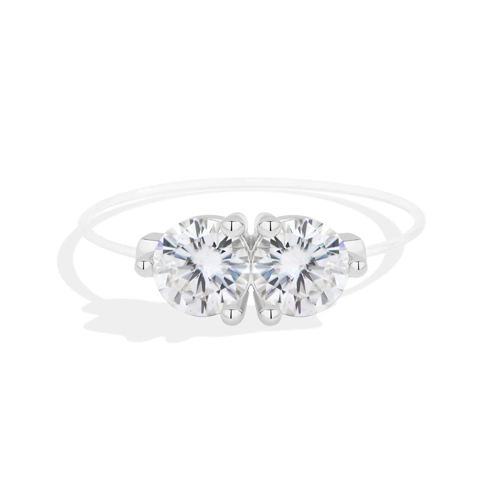 1 CTTW Round Cut Moissanite Fishing Line Ring