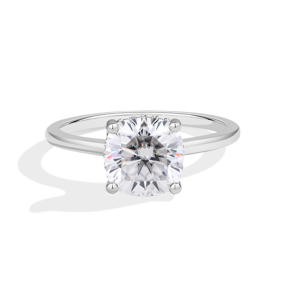 VVS1 D Color Cushion Cut Moissanite Engagement Ring
