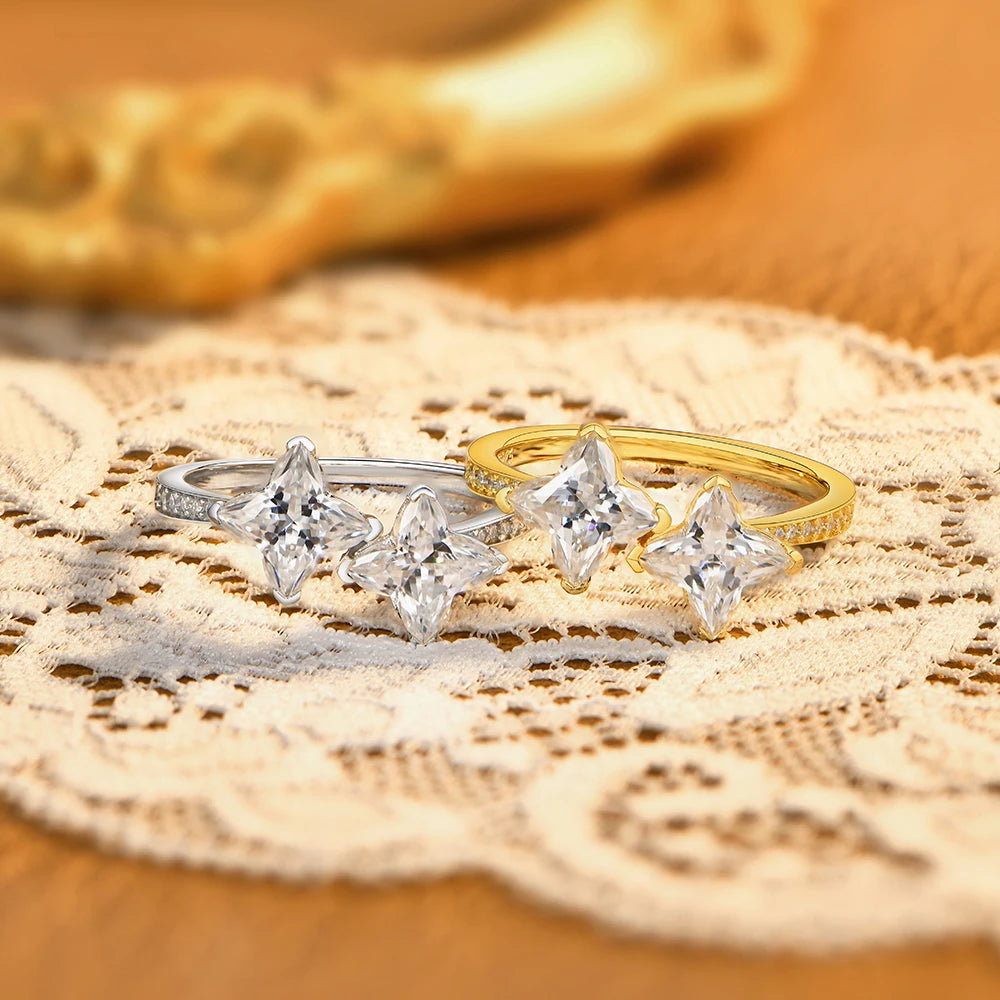 Four Leaf Clover Cut Moissanite Engagement Ring