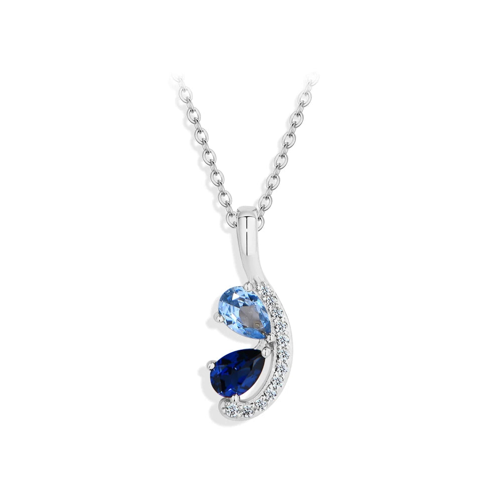 Double Teardrop Sapphire Pendant Necklace