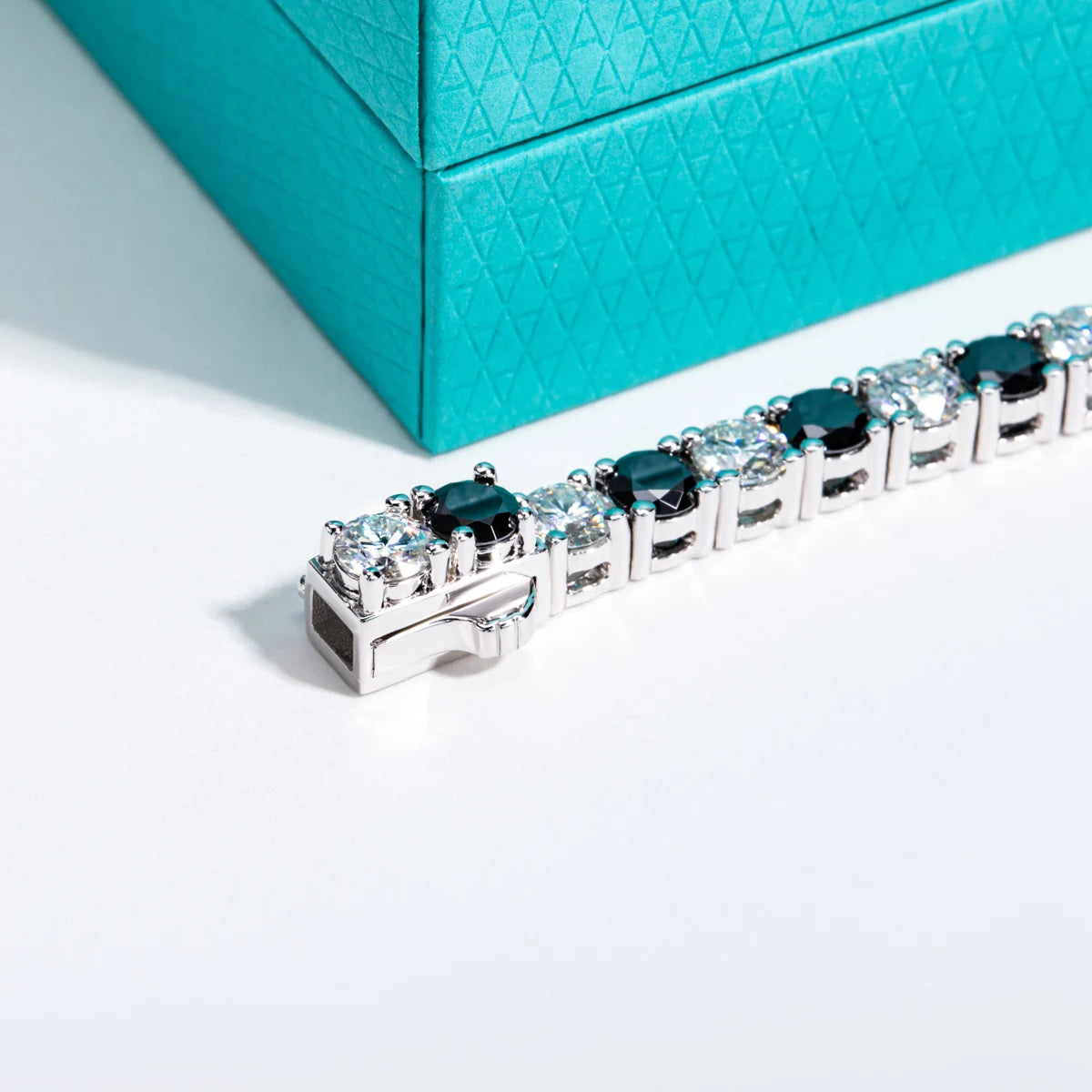 4 MM Round Cut Black Moissanite Stone Tennis Bracelet