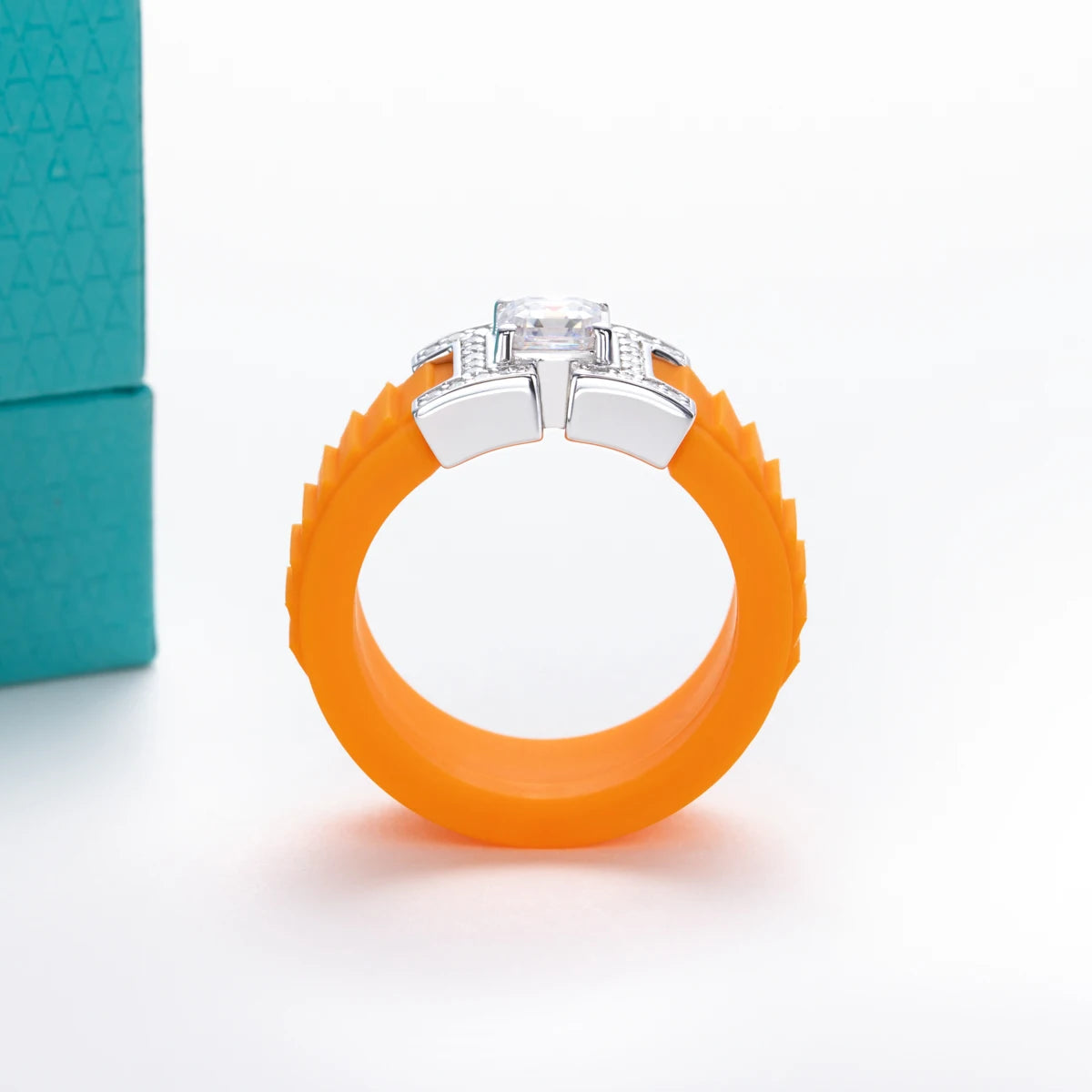 Asscher Cut Moissanite Silicone Ring