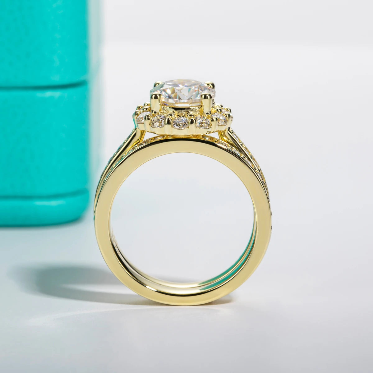 2 CT Round Cut Moissanite Engagement Bridal Ring Set