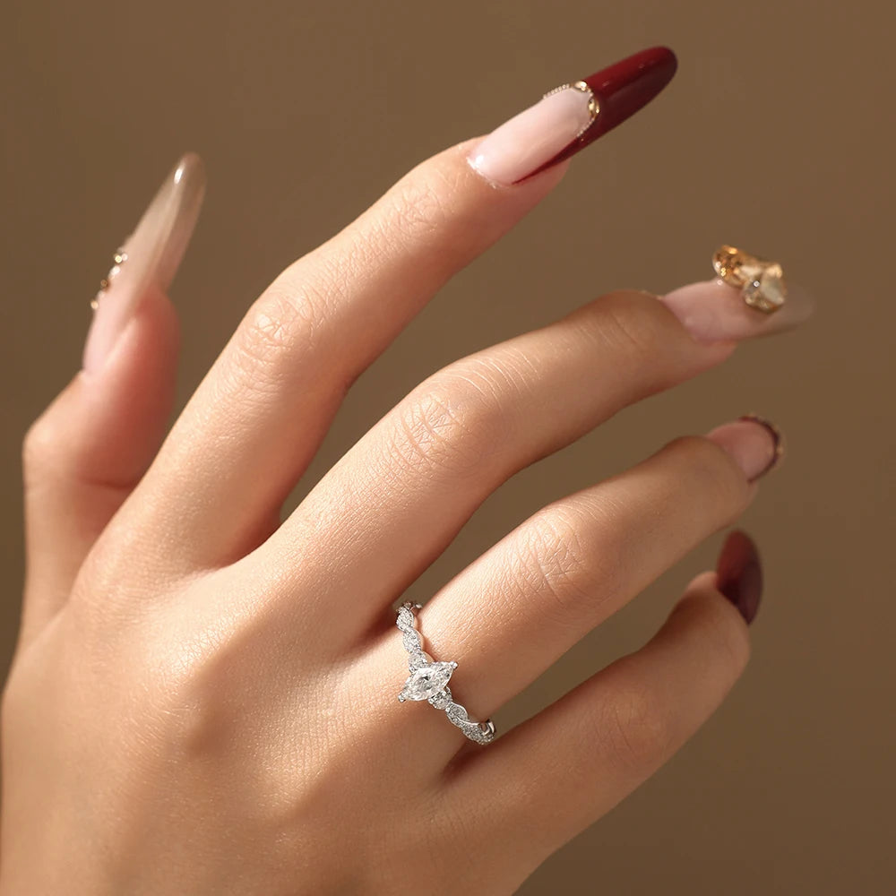 0.5 CT Marquise Cut Moissanite Promise Ring