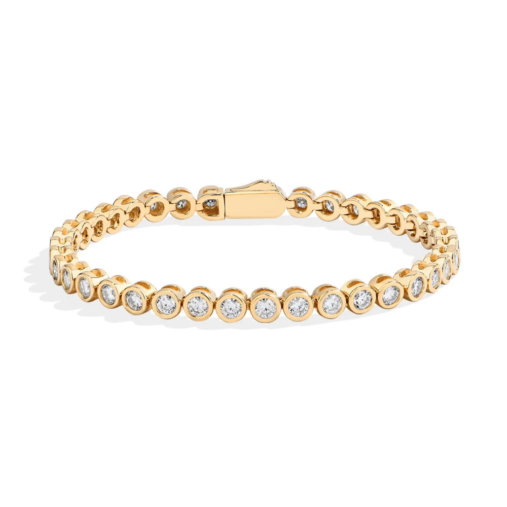 3MM Round Cut Bezel Moissanite Tennis Bracelet
