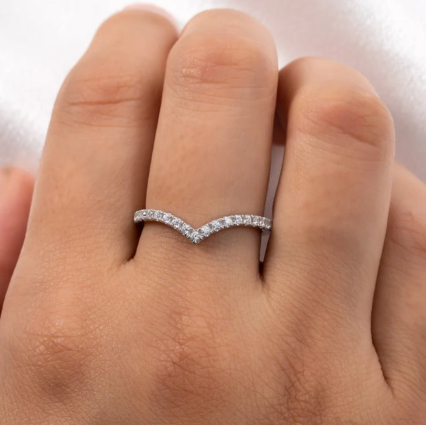 GK Moissanites D Color Moissanite Diamond V Row Ring