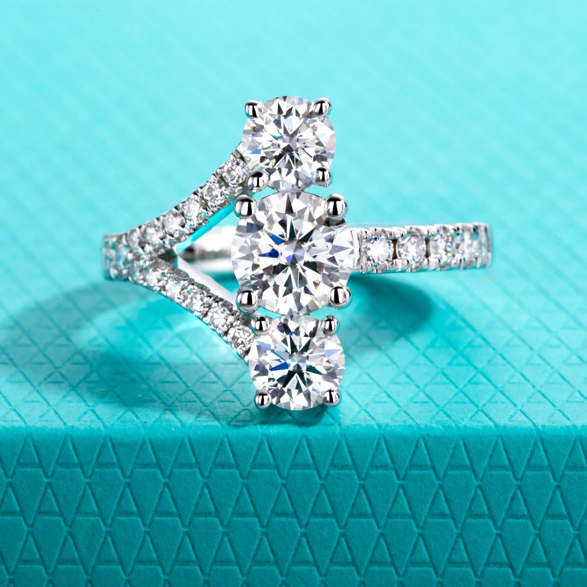 2.36 CTTW Three Stone Moissanite Engagement Ring