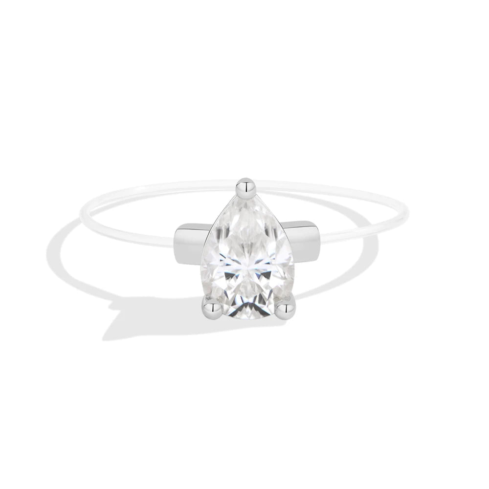 0.8CT Pear Cut Fishing Line Moissanite Ring