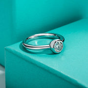 GK Moissanites 0.5ct D Color Moissanite Bezel Promise Ring