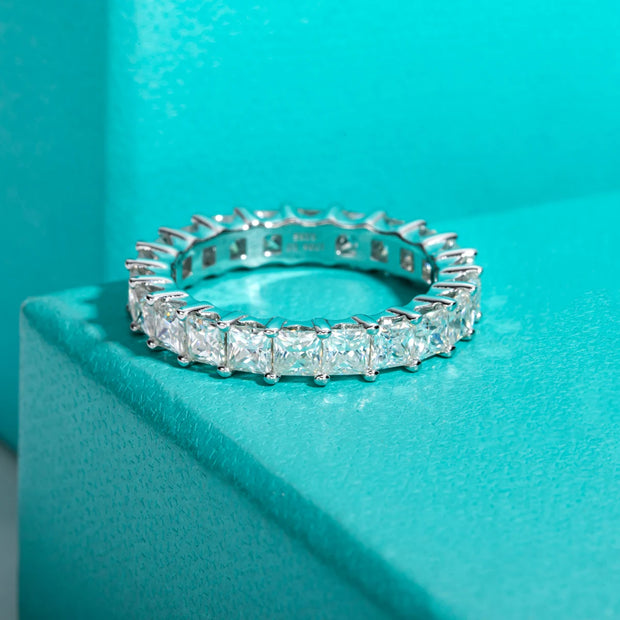 GK Moissanites 3mm Princess Cut D Color Moissanite Eternity Band