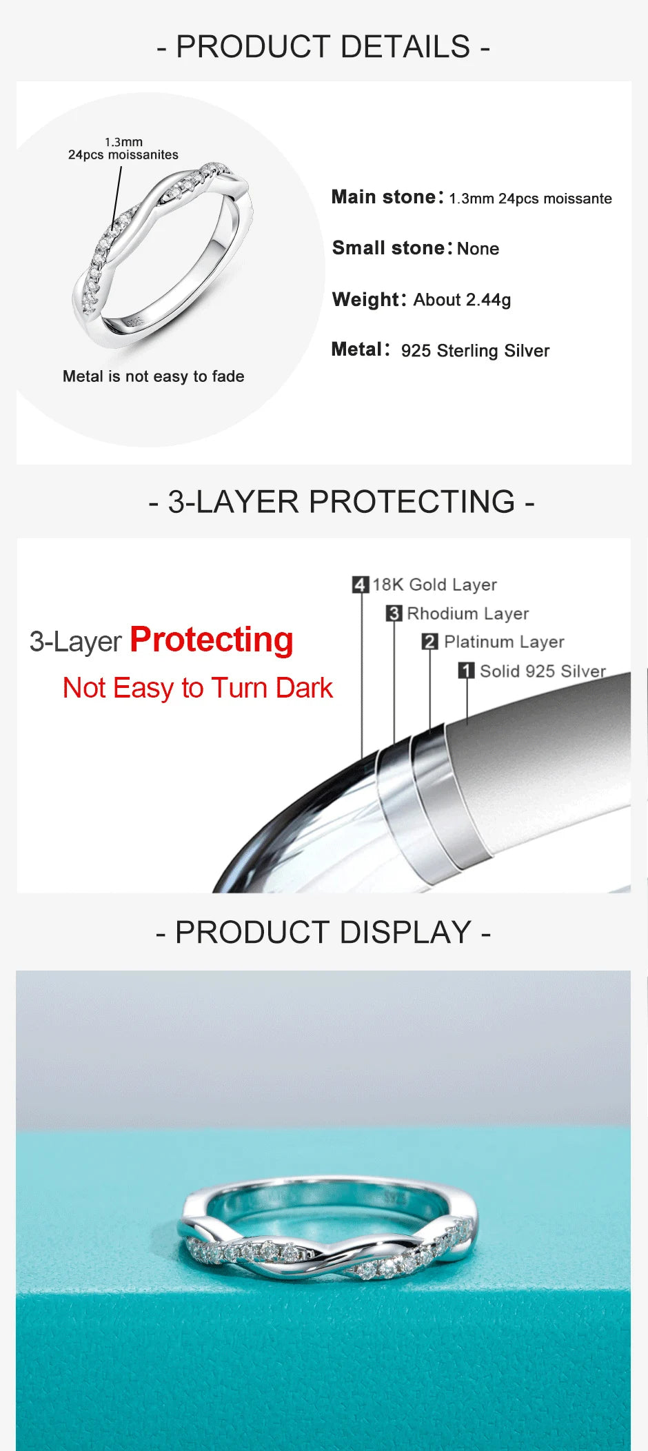 1.3 MM D Color Moissanite Wedding Band