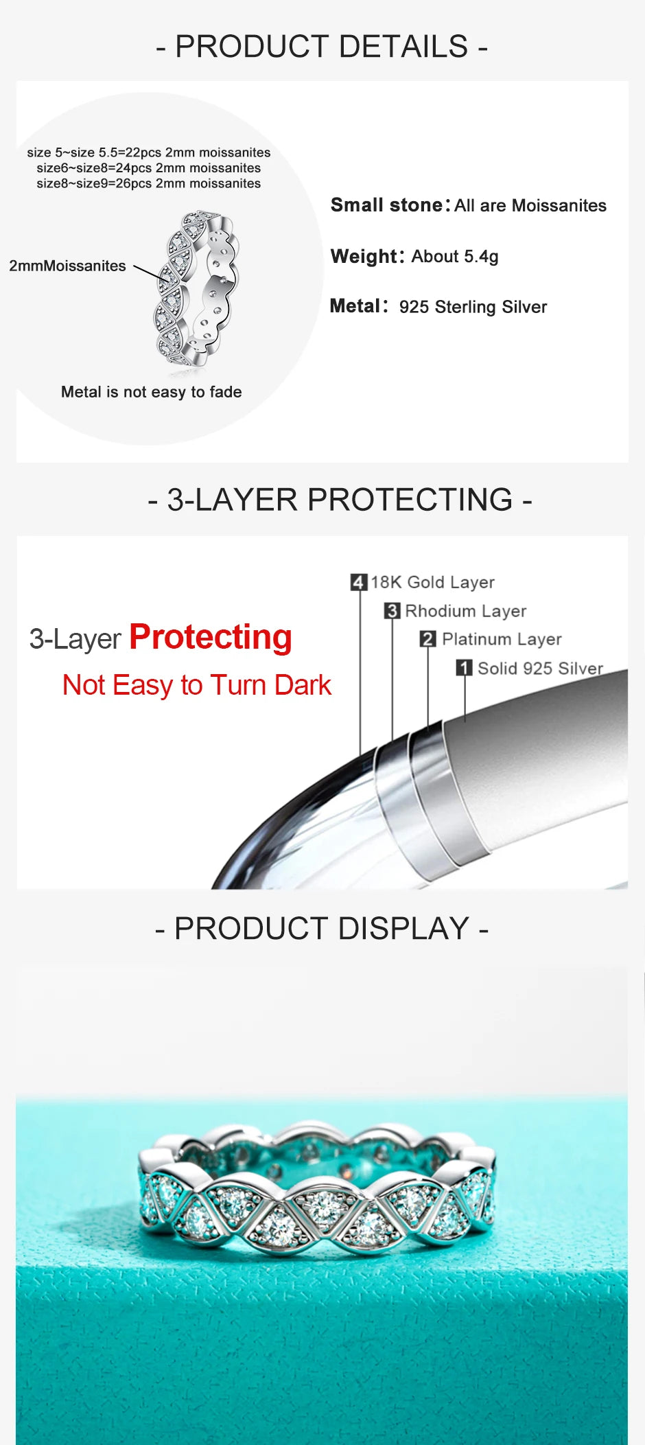 2 MM Leaf Eternity Moissanite Band Ring