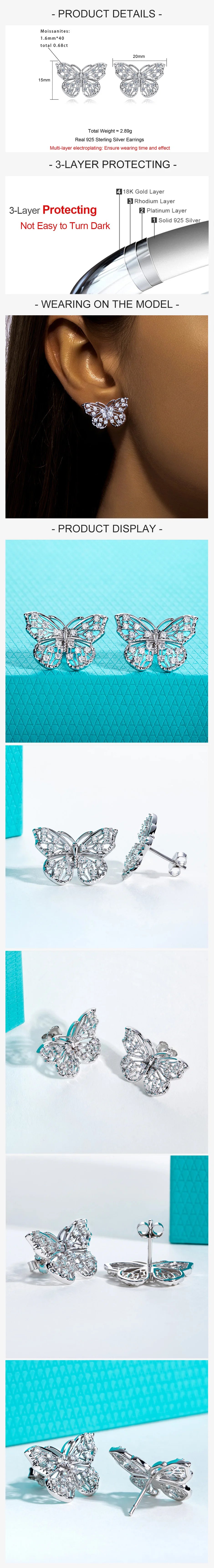 1.6 MM Moissanite Butterfly Stud Earring